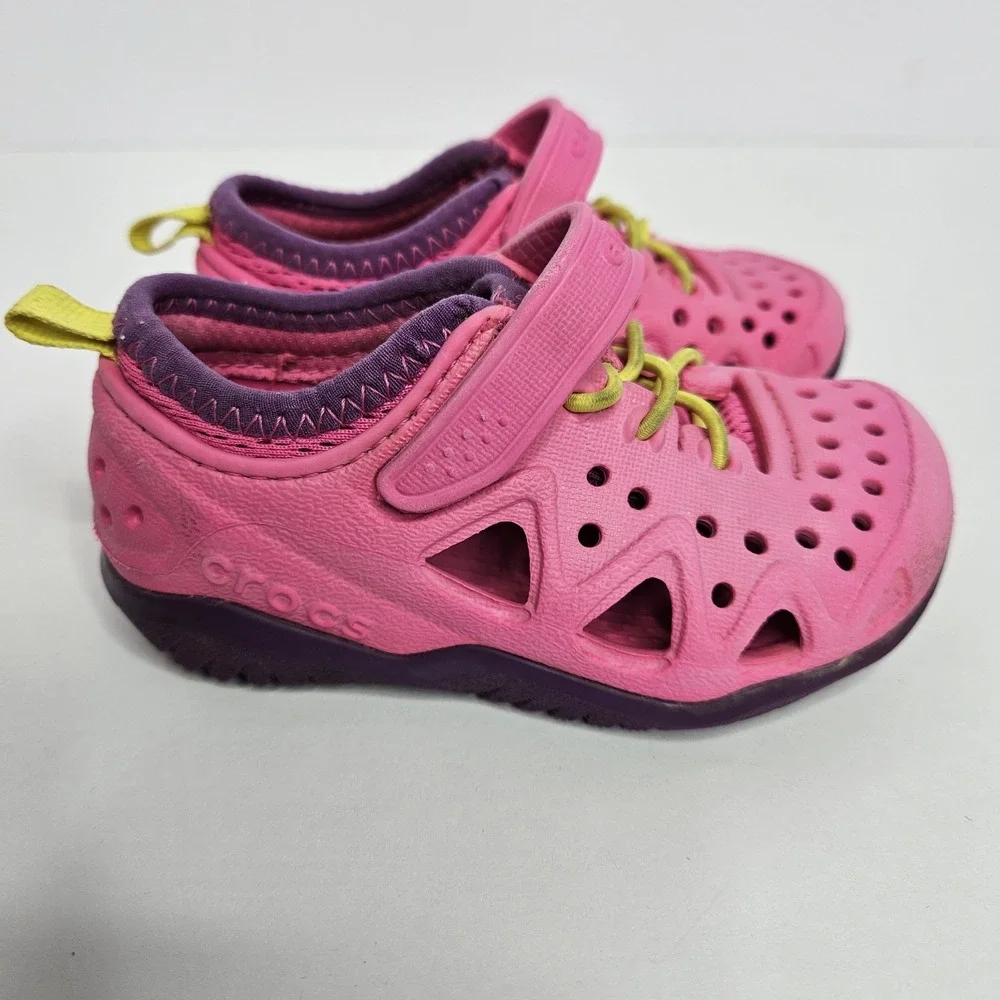 Children's Crocs Size 7 Pink Purple Yellow Girls‎ Kids Shoes